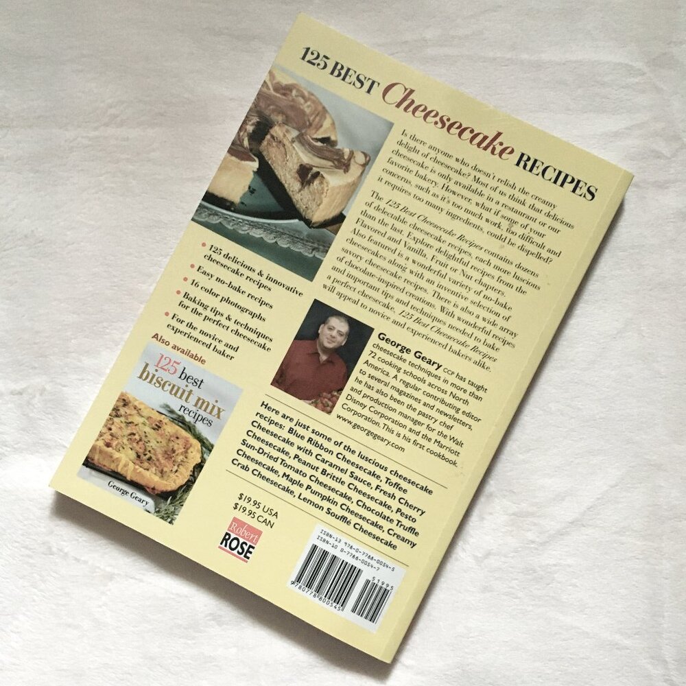 '125 Best Cheesecake Recipes' George Geary Y2K Softcover Cookbook - Picture 2 of 5